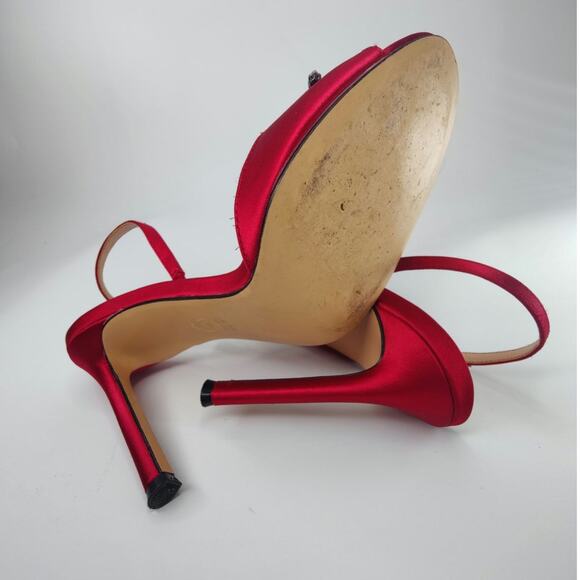 Red Jeweled Peep toe heels by Nina sz 8 - Picture 6 of 8